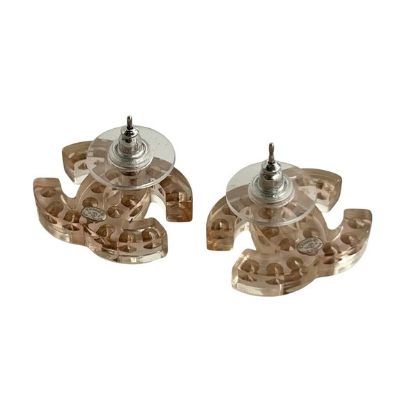 CHANEL Authentic Pink Logo Earrings - Picture 4 of 5